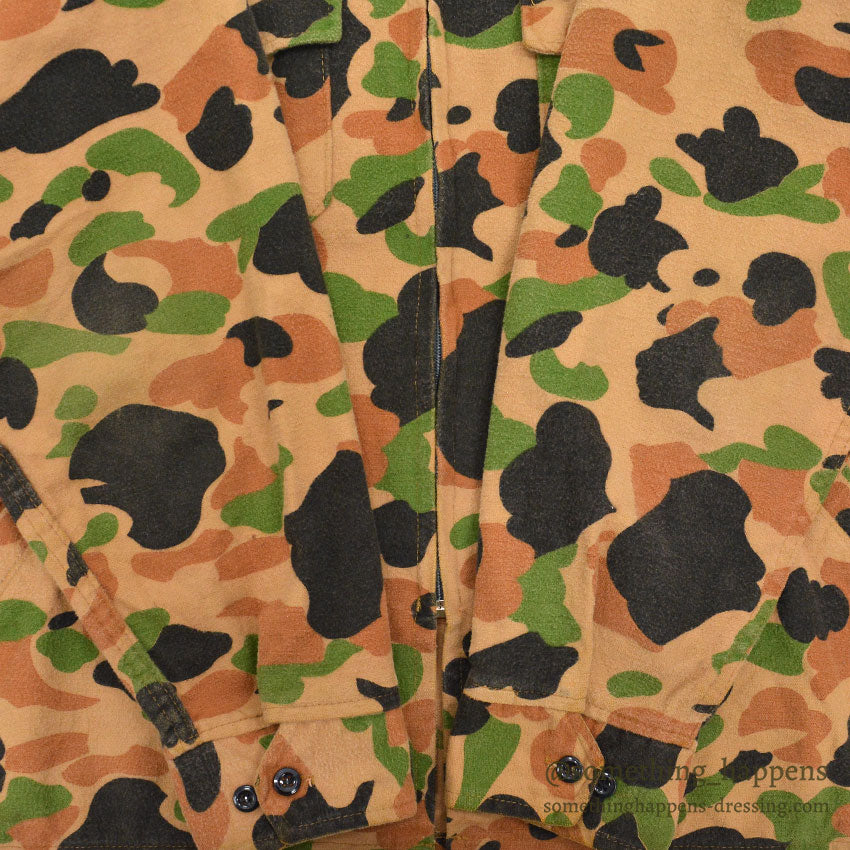 ~1980's DEERSKIN CAMO ZIP-UP CHAMOIS JACKET / UNUSUAL COLOR ... XL