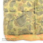 1960's~ CAMO / ORANGE REVERSIBLE NYLON PADDED VEST / FADED...