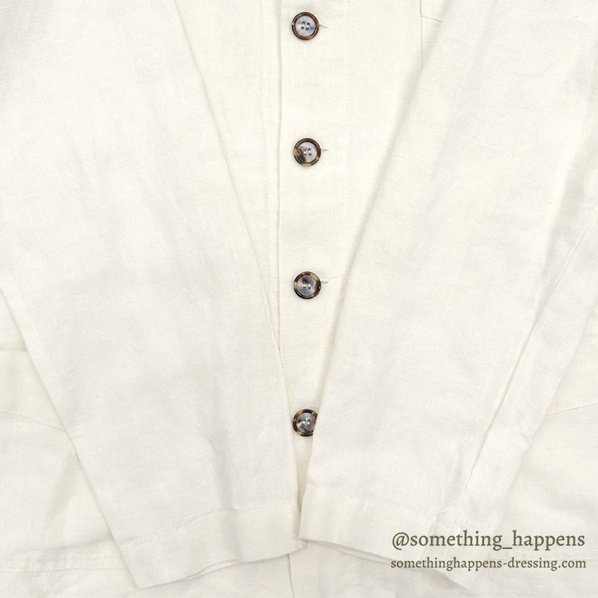 1990's CP SHADES LINEN WORK JACKET / WHITE ... M