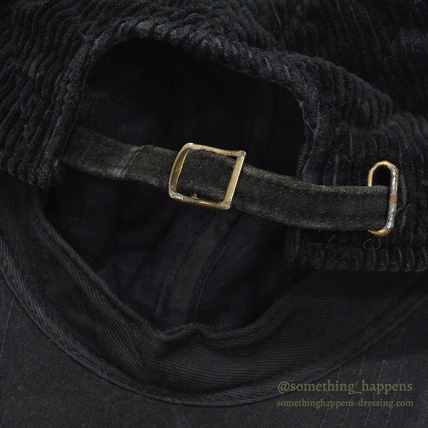 1990's EDDIE BAUER QUILTED CORDUROY CAP / BLACK...