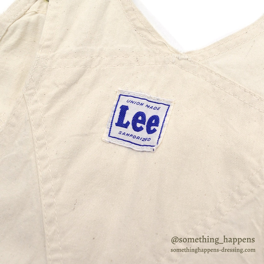1950's Lee DOUBLE-KNEE OVERALL OFF WHITE / WITH APRON ... W42/L31