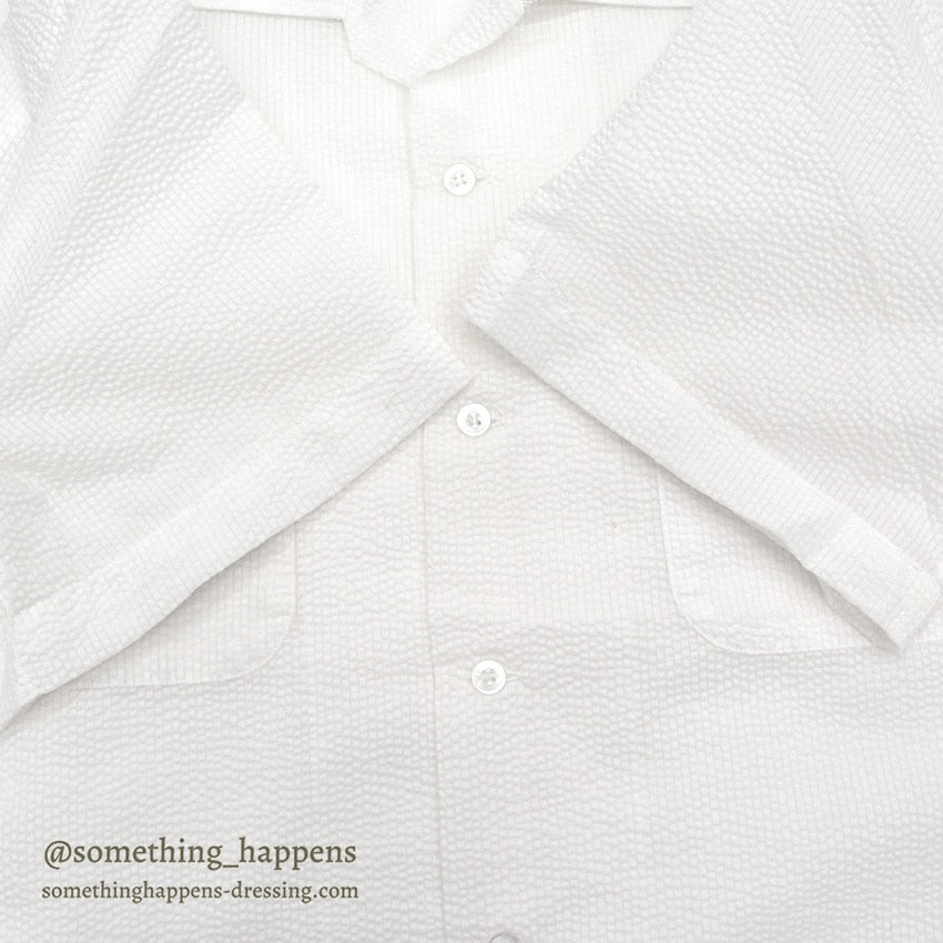 1960's DEADSTOCK TOWNCRAFT NYLON SEERSUCKER S/S SHIRT / WHITE ... L