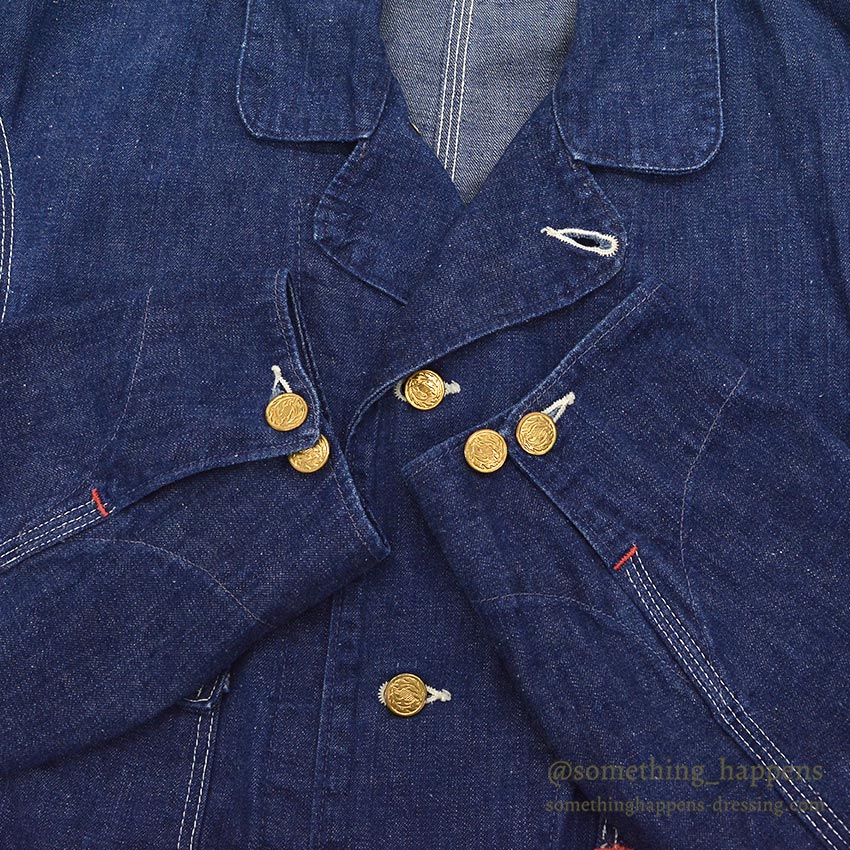 1950's~ BLUE GEM DENIM COVERALL / DARK AND EXCELLENT...
