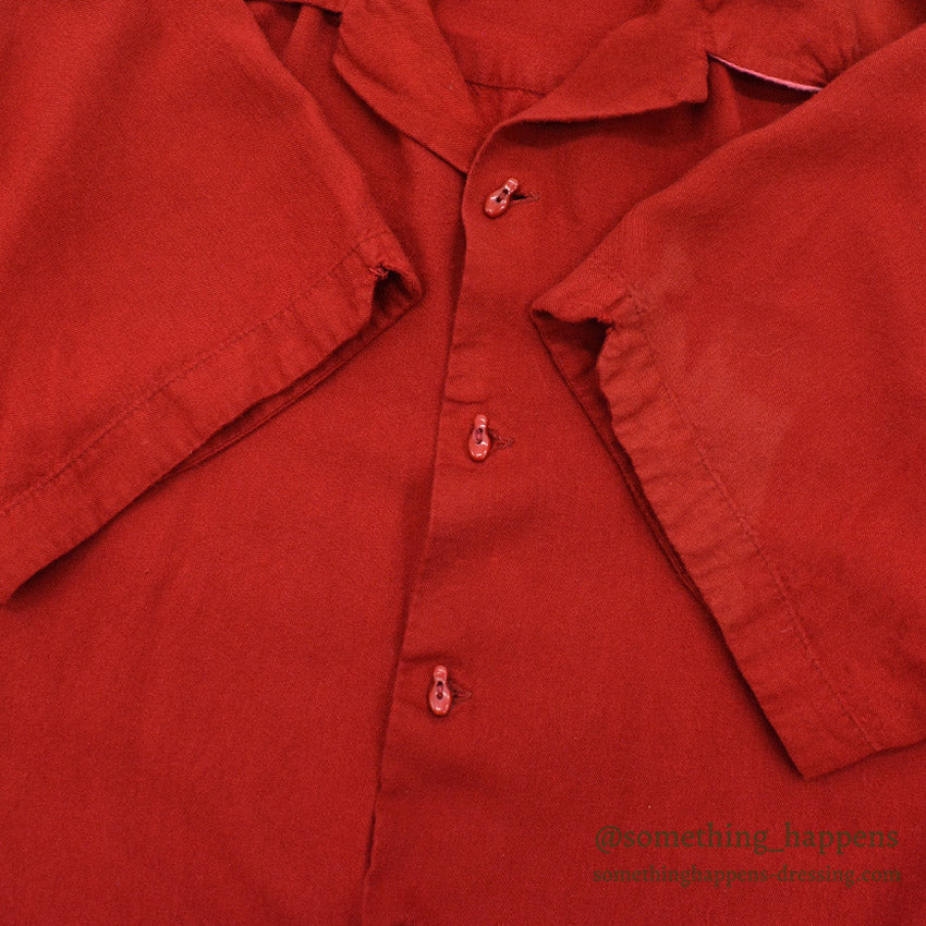 1960's TWO-TONE EMBROIDERY BOWLING RAYON SHIRT / UNIQUE BOWLING PIN BUTTON ...