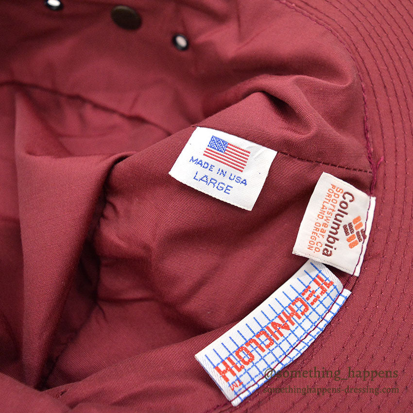 1980's DEADSTOCK COLUMBIA TECHNICLOTH SUN HAT / BURGUNDY RED...L