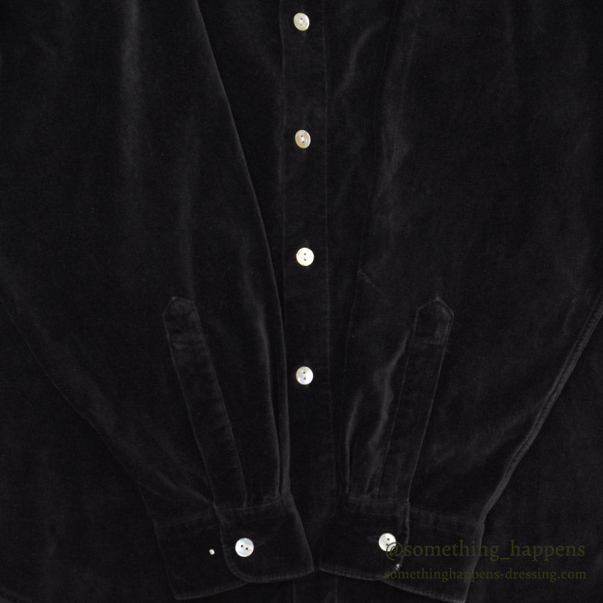 1980's~ BURMA BIBAS BLACK VELOUR SHIRT ... L