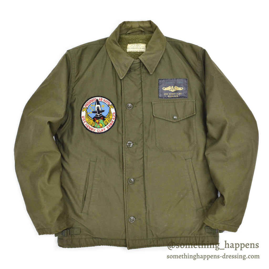 1960's U.S.NAVY A-2 DECK JACKET EARLY MODEL / ORIGINAL PATCHES ... M