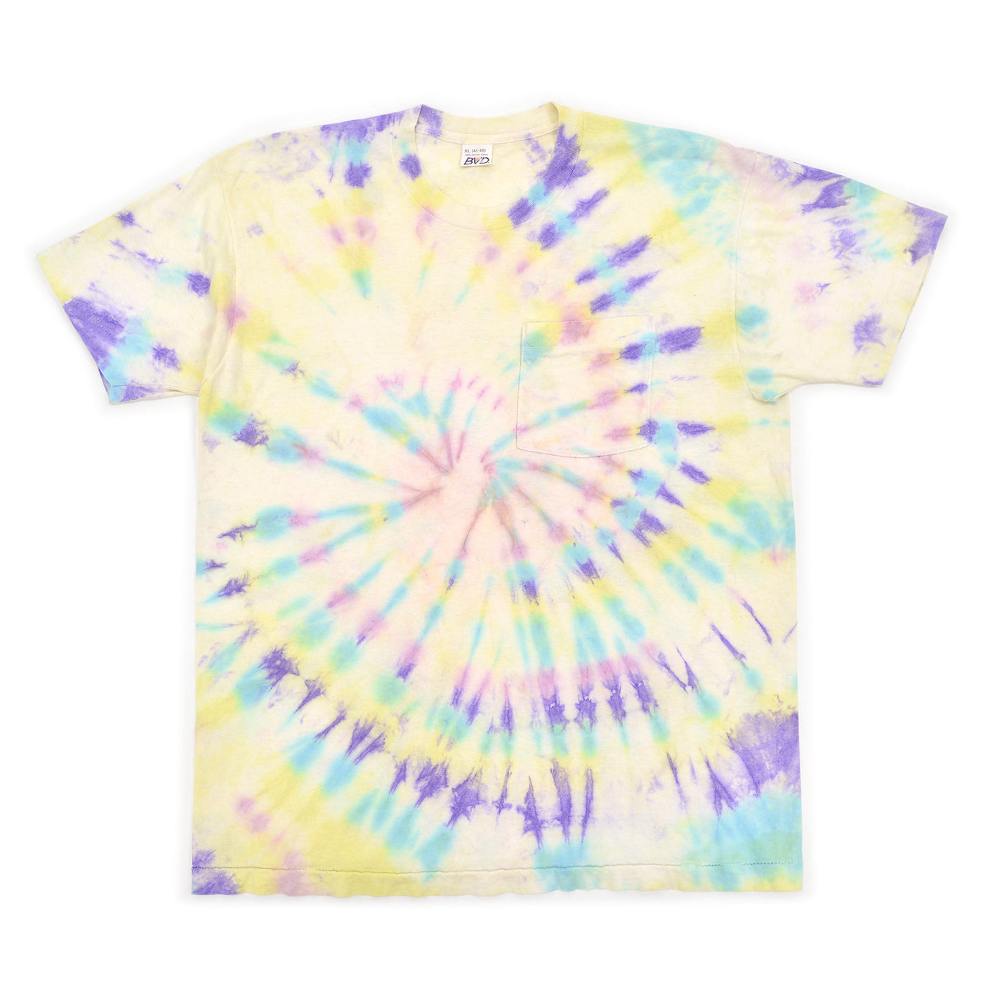 1980's BVD PASTEL COLORWAY TIE DYE POCKET T-SHIRT ... XL