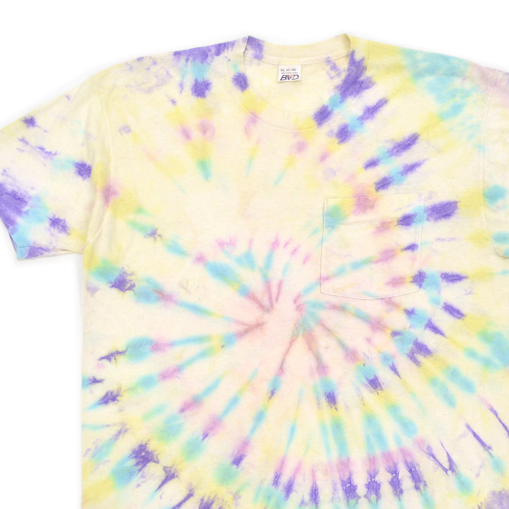 1980's BVD PASTEL COLORWAY TIE DYE POCKET T-SHIRT ... XL