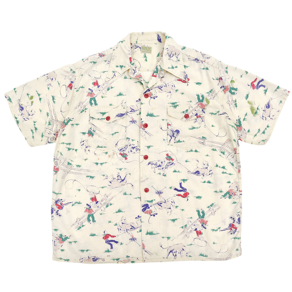~1950s DEER CREEK COWBOY PRINT S/S SHIRT ... M