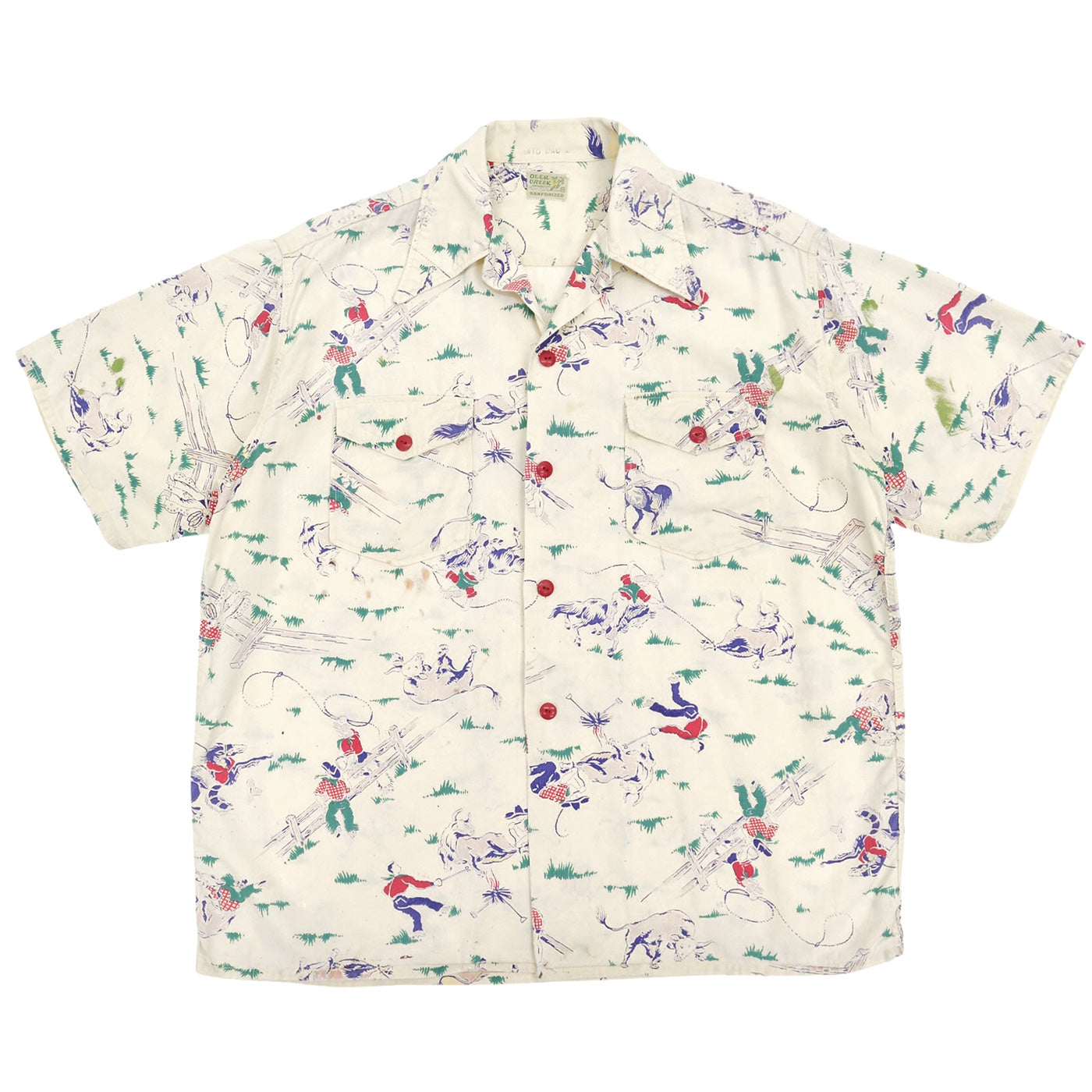 ~1950s DEER CREEK COWBOY PRINT S/S SHIRT ... M