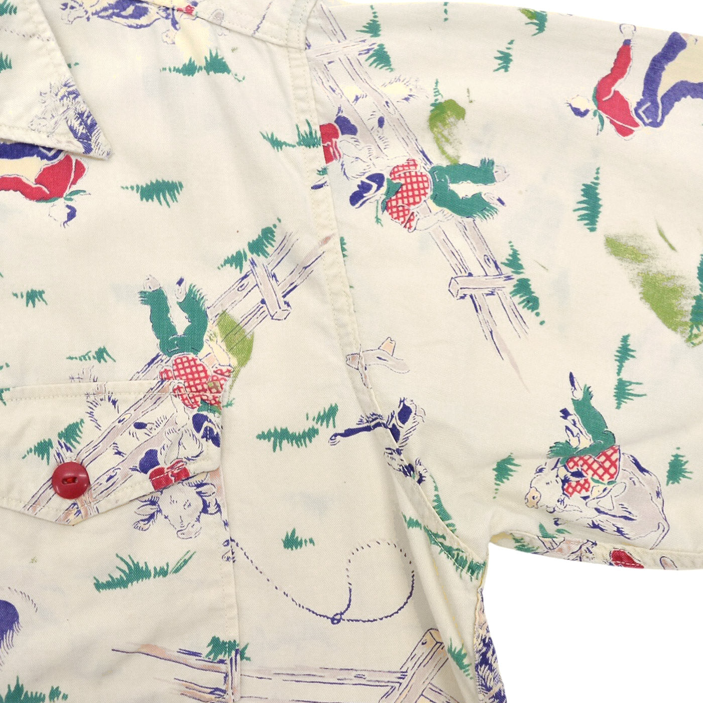 ~1950s DEER CREEK COWBOY PRINT S/S SHIRT ... M