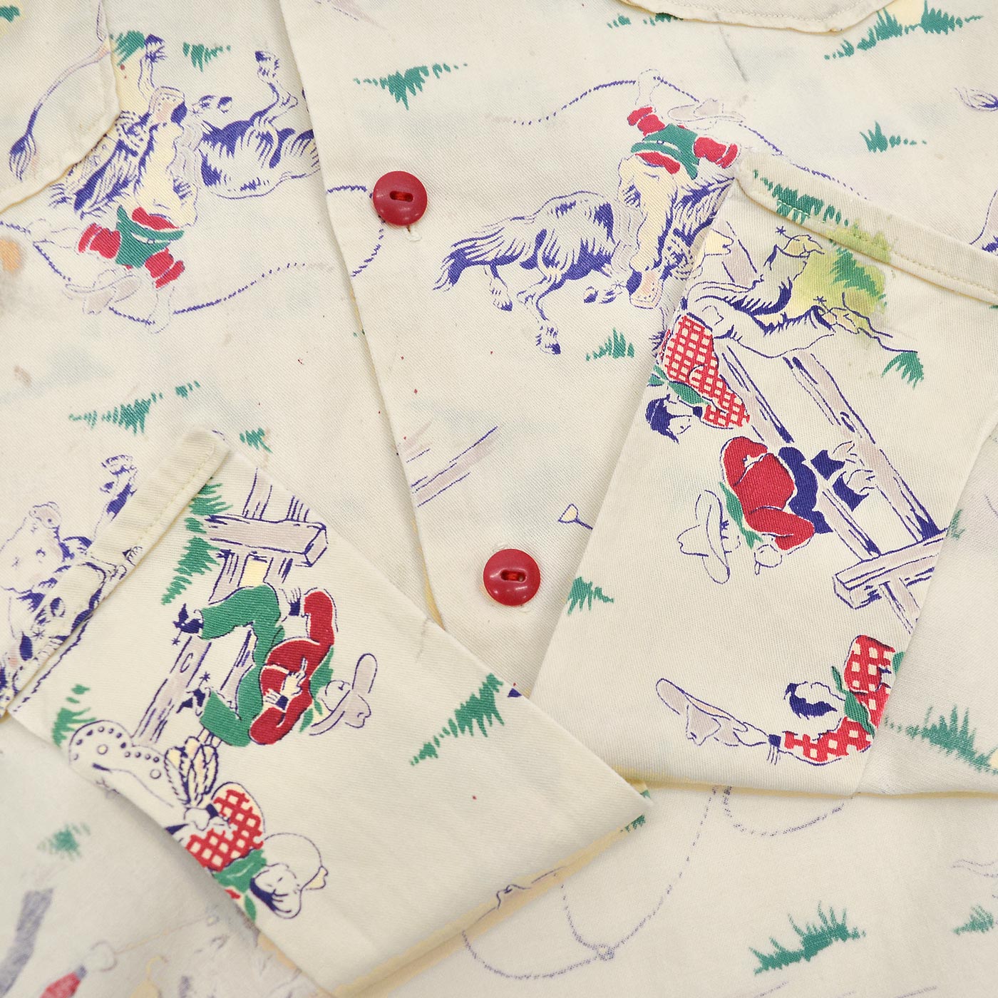 ~1950s DEER CREEK COWBOY PRINT S/S SHIRT ... M