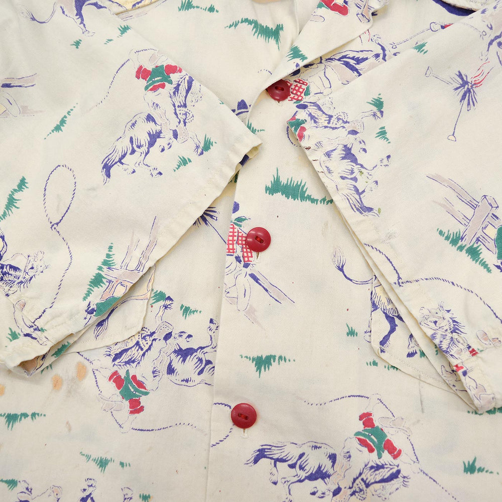 ~1950s DEER CREEK COWBOY PRINT S/S SHIRT ... M