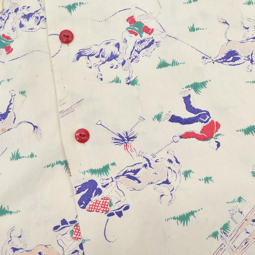 ~1950s DEER CREEK COWBOY PRINT S/S SHIRT ... M