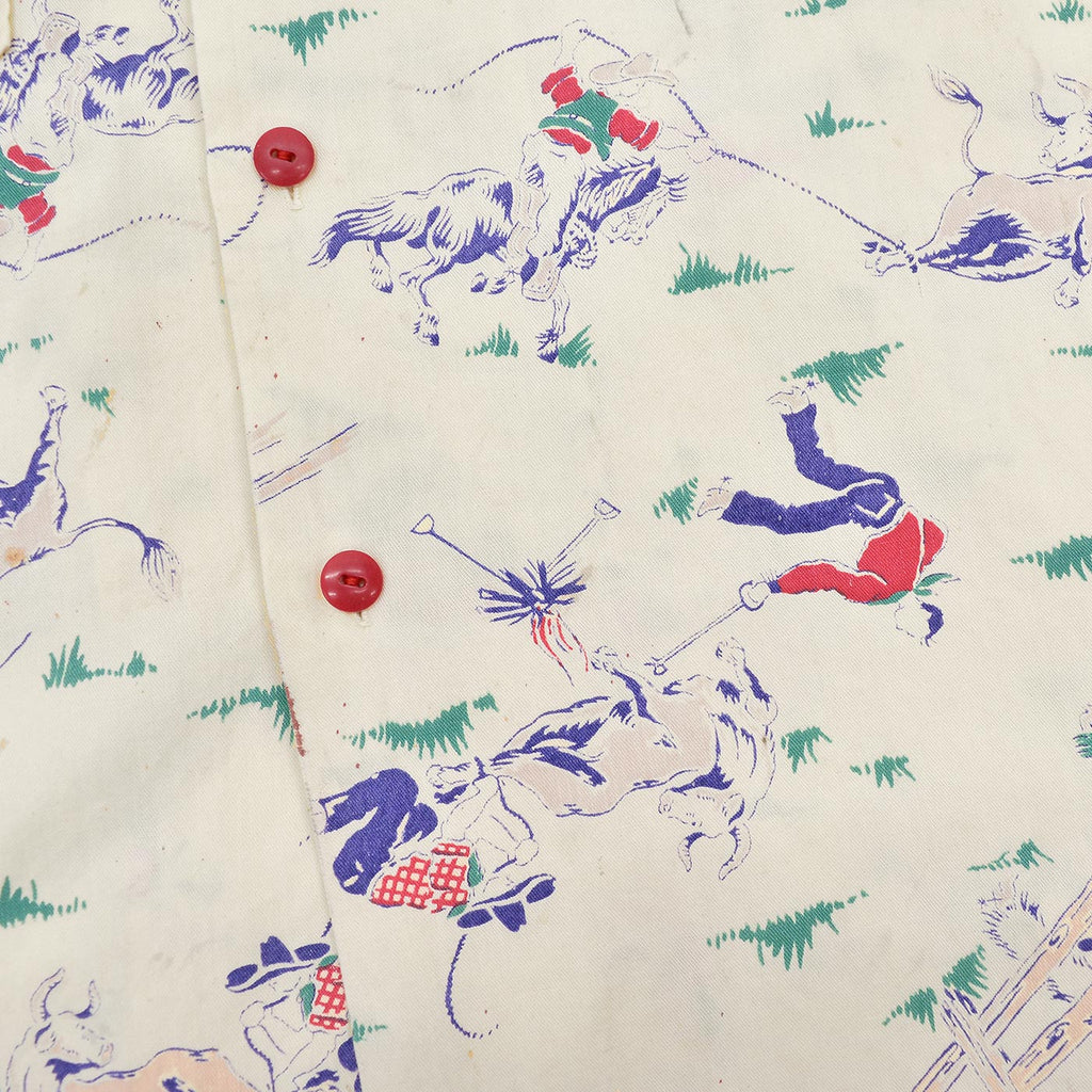 ~1950s DEER CREEK COWBOY PRINT S/S SHIRT ... M