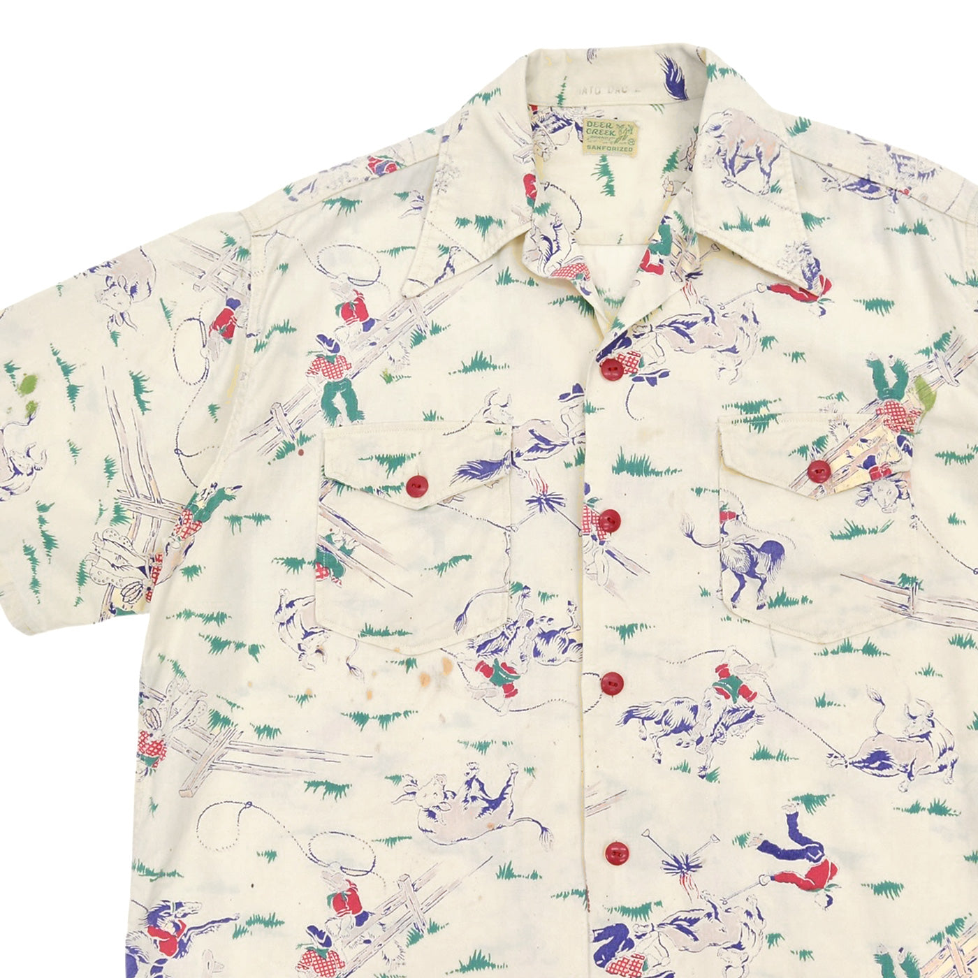 ~1950s DEER CREEK COWBOY PRINT S/S SHIRT ... M