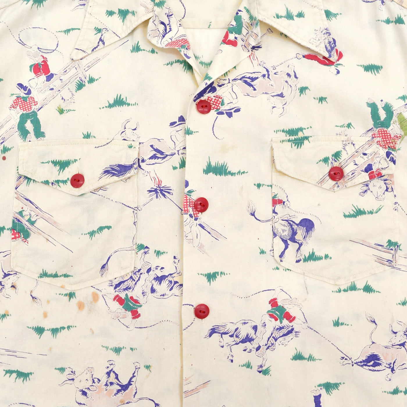 ~1950s DEER CREEK COWBOY PRINT S/S SHIRT ... M