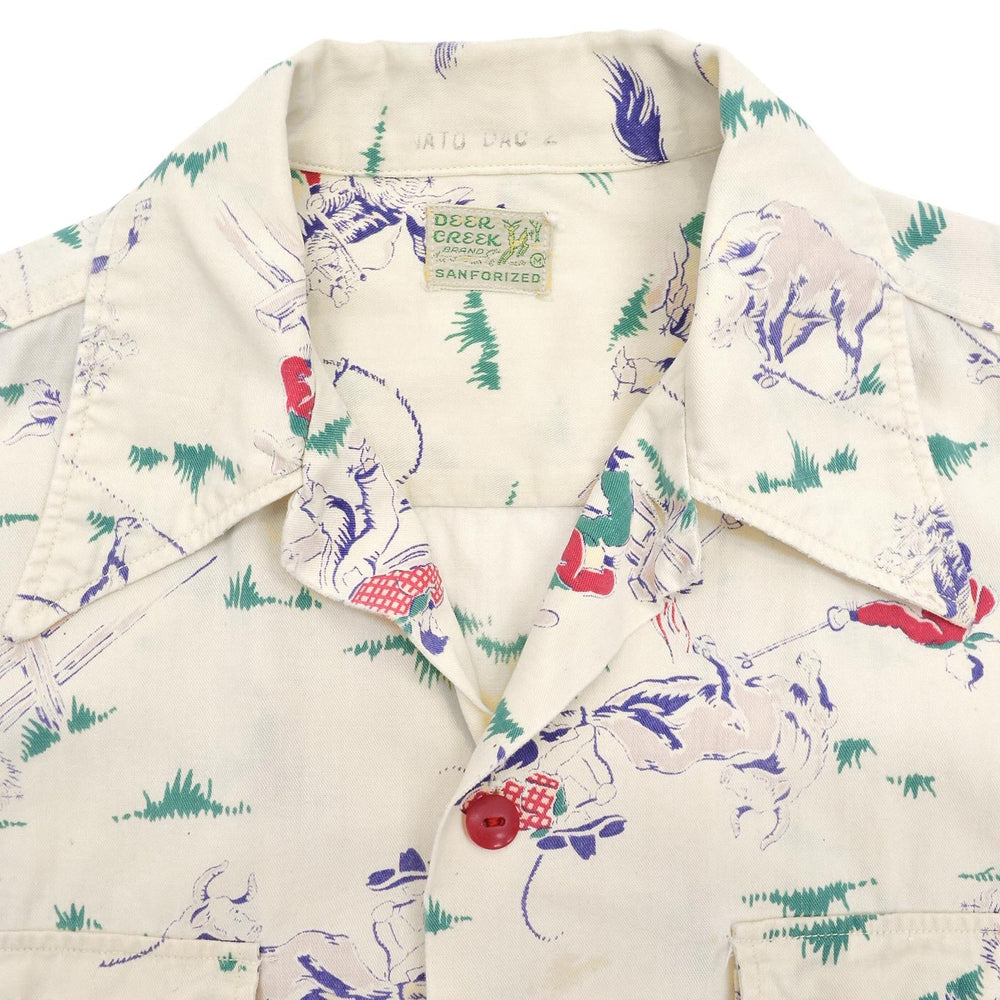 ~1950s DEER CREEK COWBOY PRINT S/S SHIRT ... M