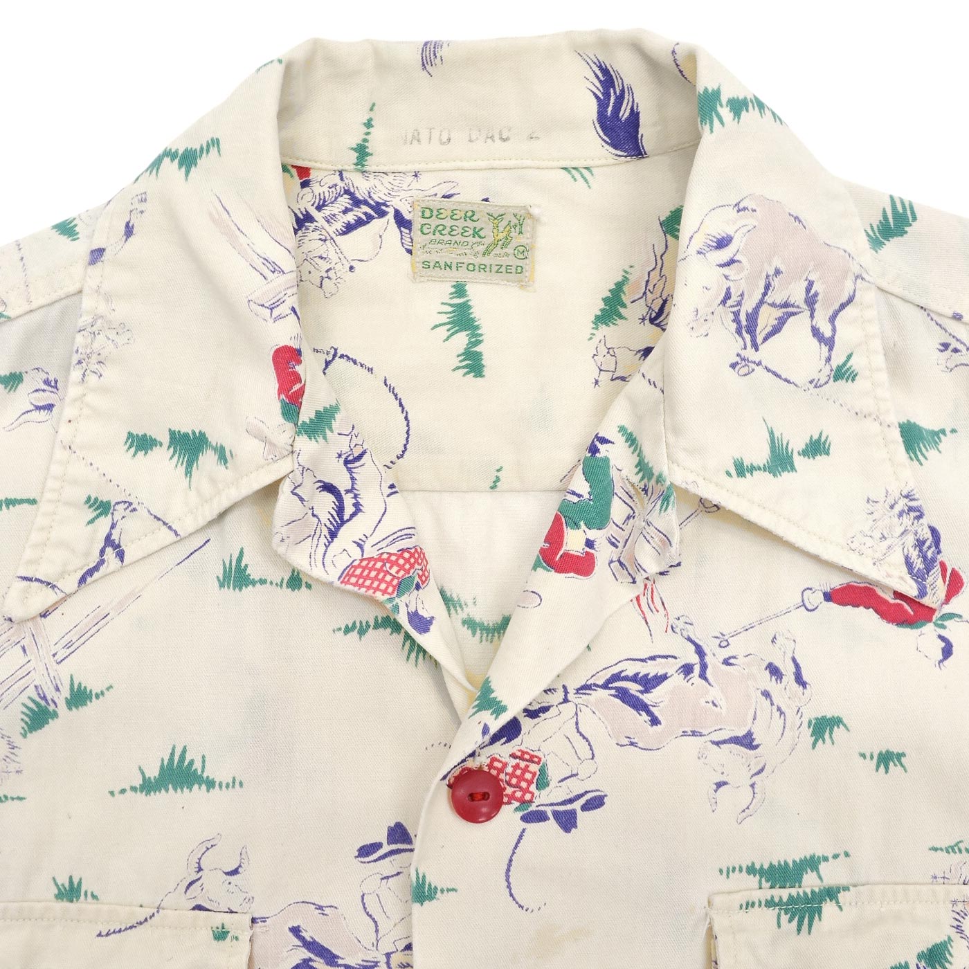 ~1950s DEER CREEK COWBOY PRINT S/S SHIRT ... M