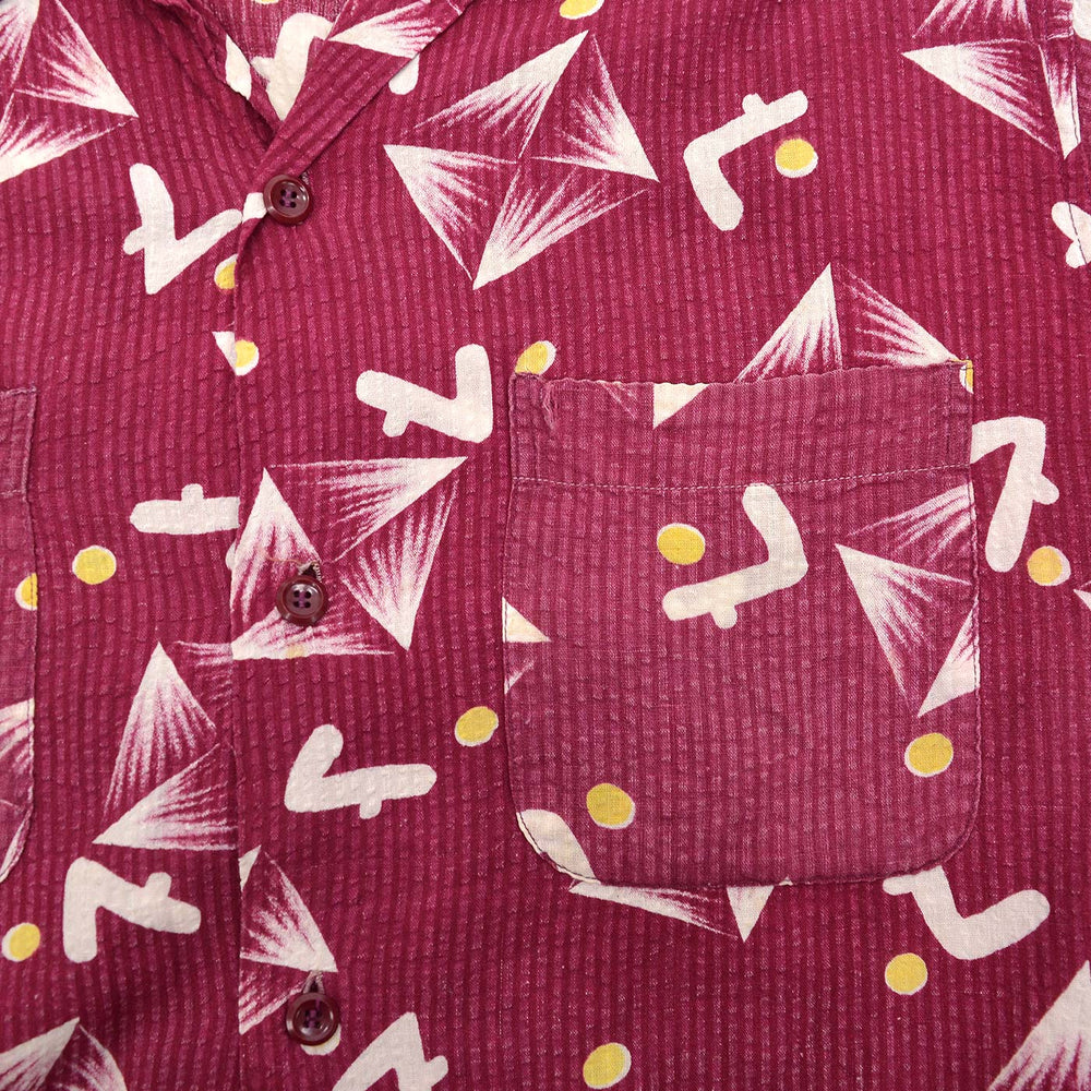 1950's ENSENADA ATOMIC PATTERN SEERSUCKER S/S SHIRT ... L