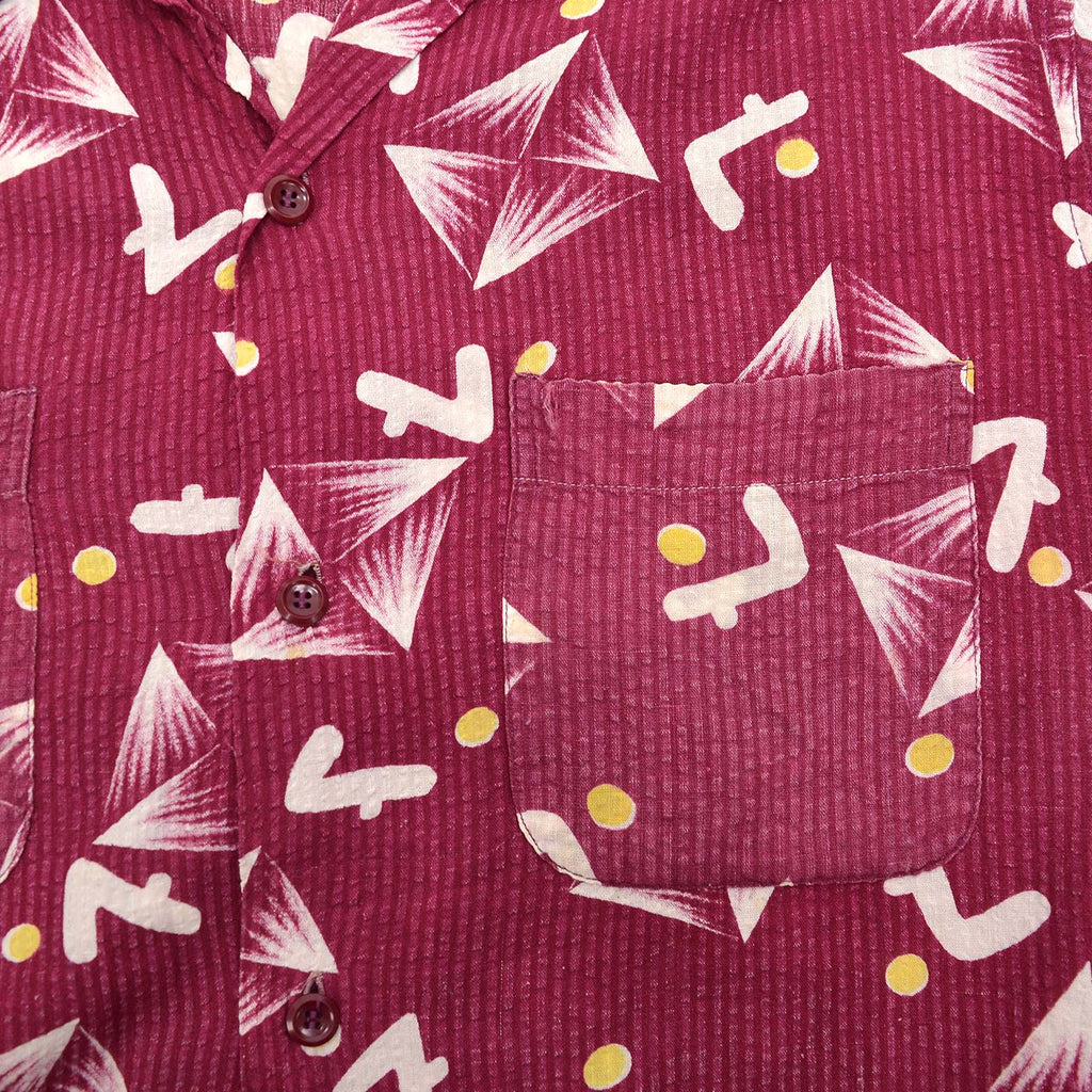 1950's ENSENADA ATOMIC PATTERN SEERSUCKER S/S SHIRT ... L