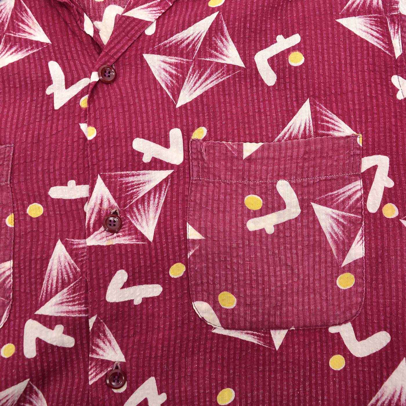1950's ENSENADA ATOMIC PATTERN SEERSUCKER S/S SHIRT ... L