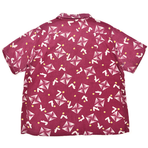 1950's ENSENADA ATOMIC PATTERN SEERSUCKER S/S SHIRT ... L