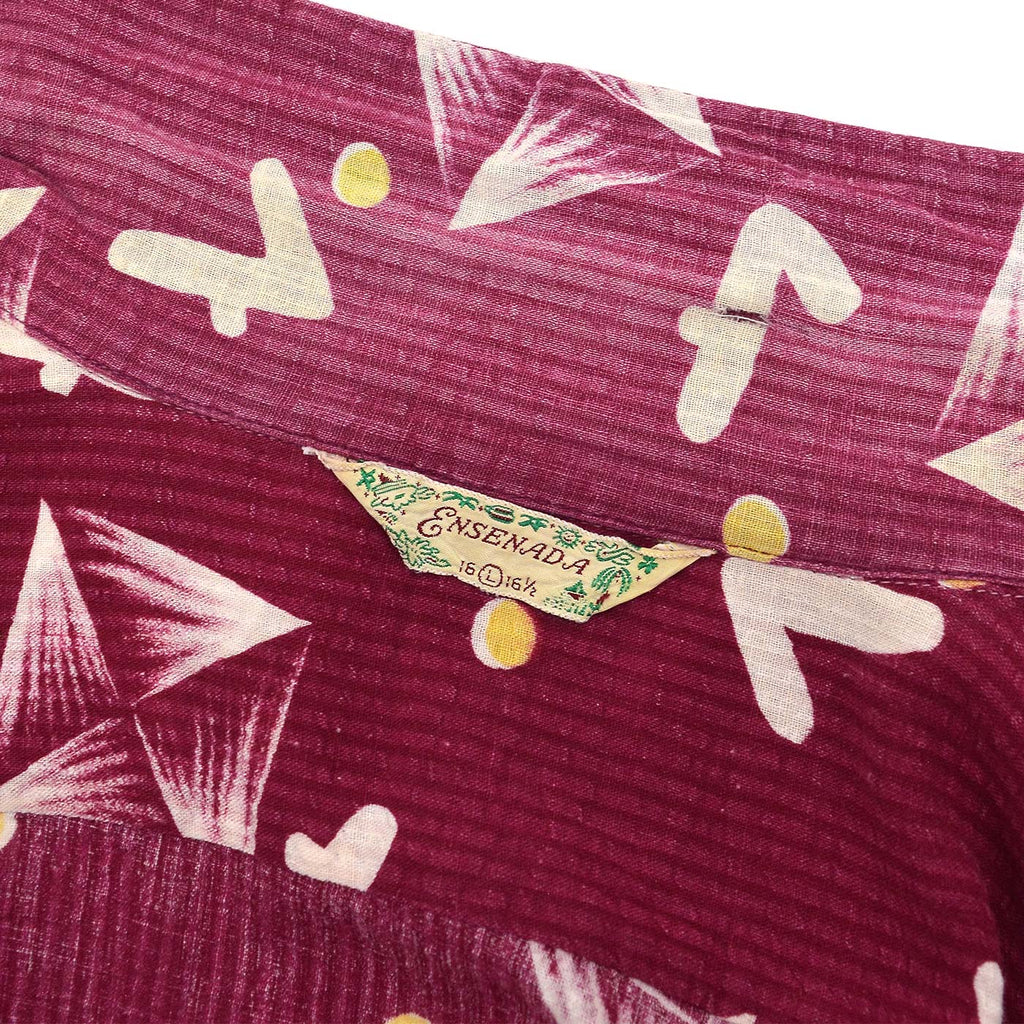 1950's ENSENADA ATOMIC PATTERN SEERSUCKER S/S SHIRT ... L