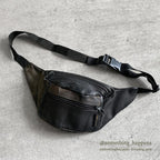 1980's EDDIE BAUER LEATHER FANNY PACK BLACK...