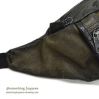 1980's EDDIE BAUER LEATHER FANNY PACK BLACK...