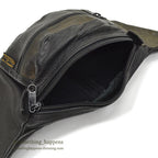 1980's EDDIE BAUER LEATHER FANNY PACK BLACK...