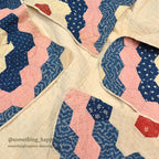 ANTIQUE GRANDMOTHER'S FLOWER GARDEN INDIGO CALICO PATCHWORK QUILT... 208cm/190cm