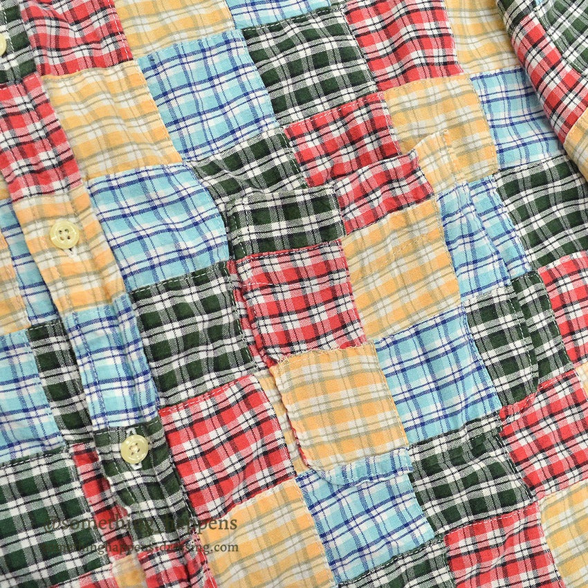 1990's~ J.CREW MADRAS CHECK PATCHWORK BD L/S SHIRT ... L