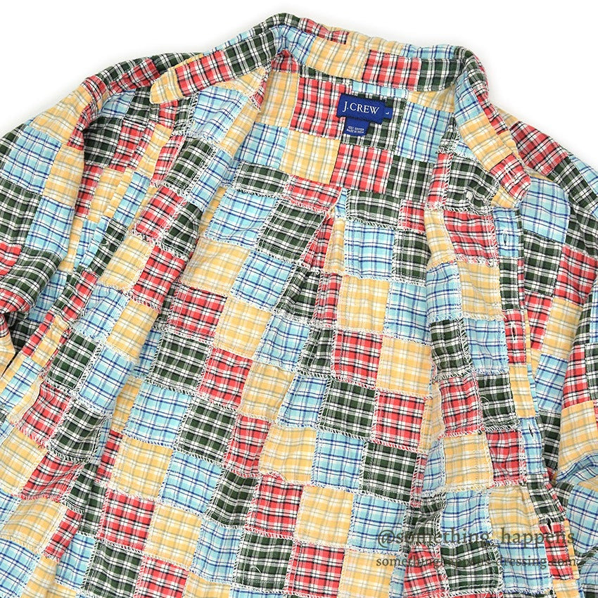 1990's~ J.CREW MADRAS CHECK PATCHWORK BD L/S SHIRT ... L