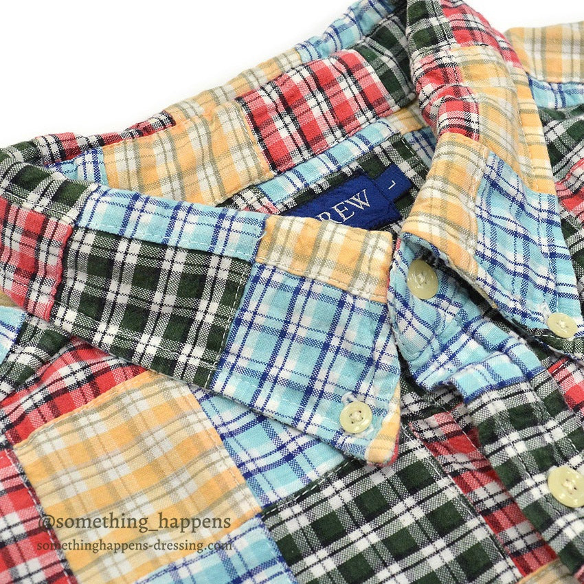 1990's~ J.CREW MADRAS CHECK PATCHWORK BD L/S SHIRT ... L