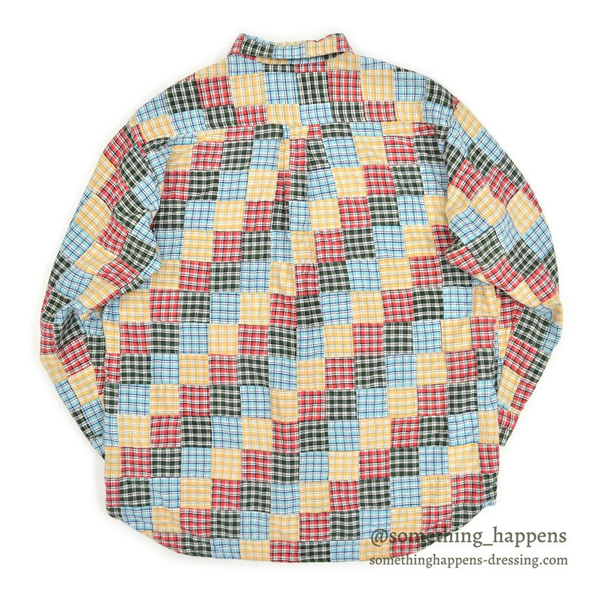 1990's~ J.CREW MADRAS CHECK PATCHWORK BD L/S SHIRT ... L
