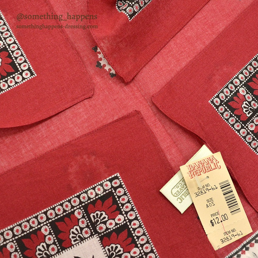 1980's DEADSTOCK BANANA REPUBLIC SAFARI & TRAVEL BANDANA RED...