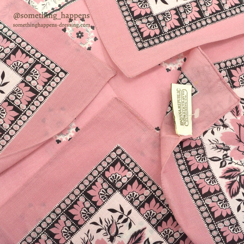 1980's DEADSTOCK BANANA REPUBLIC SAFARI & TRAVEL BANDANA PINK...