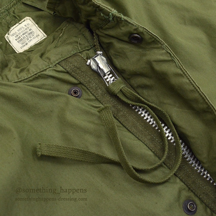 1960s US Army Parka, Men's, M-65, Aluminum Zipper... X-SMALL