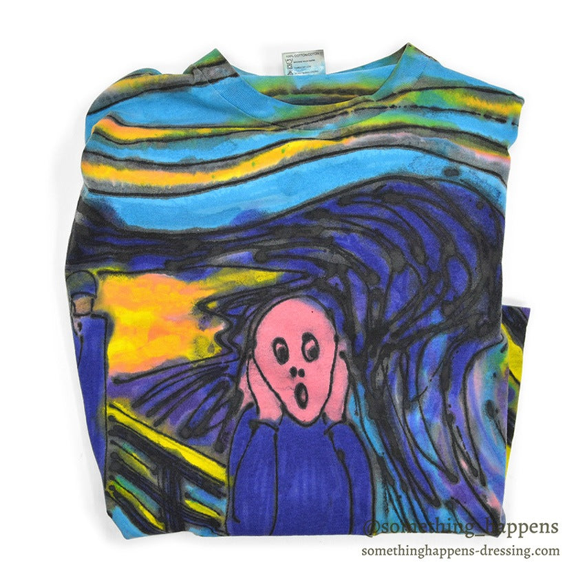 1990s ONEITA Munch's The Scream ART HAND PAINT L/S T-SHIRT ... XL