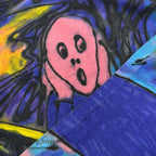1990s ONEITA Munch's The Scream ART HAND PAINT L/S T-SHIRT ... XL