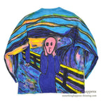 1990s ONEITA Munch's The Scream ART HAND PAINT L/S T-SHIRT ... XL