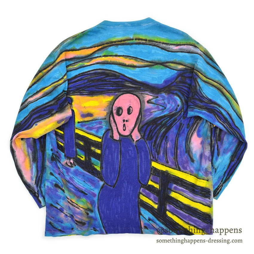 1990s ONEITA Munch's The Scream ART HAND PAINT L/S T-SHIRT ... XL