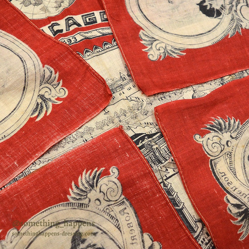 1893' COCHRANE'S TURKEY RED CHICAGO WORLD'S COLUMBIAN EXPOSITION BANDANA...