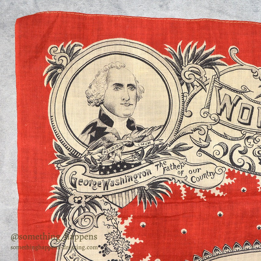 1893' COCHRANE'S TURKEY RED CHICAGO WORLD'S COLUMBIAN EXPOSITION BANDANA...