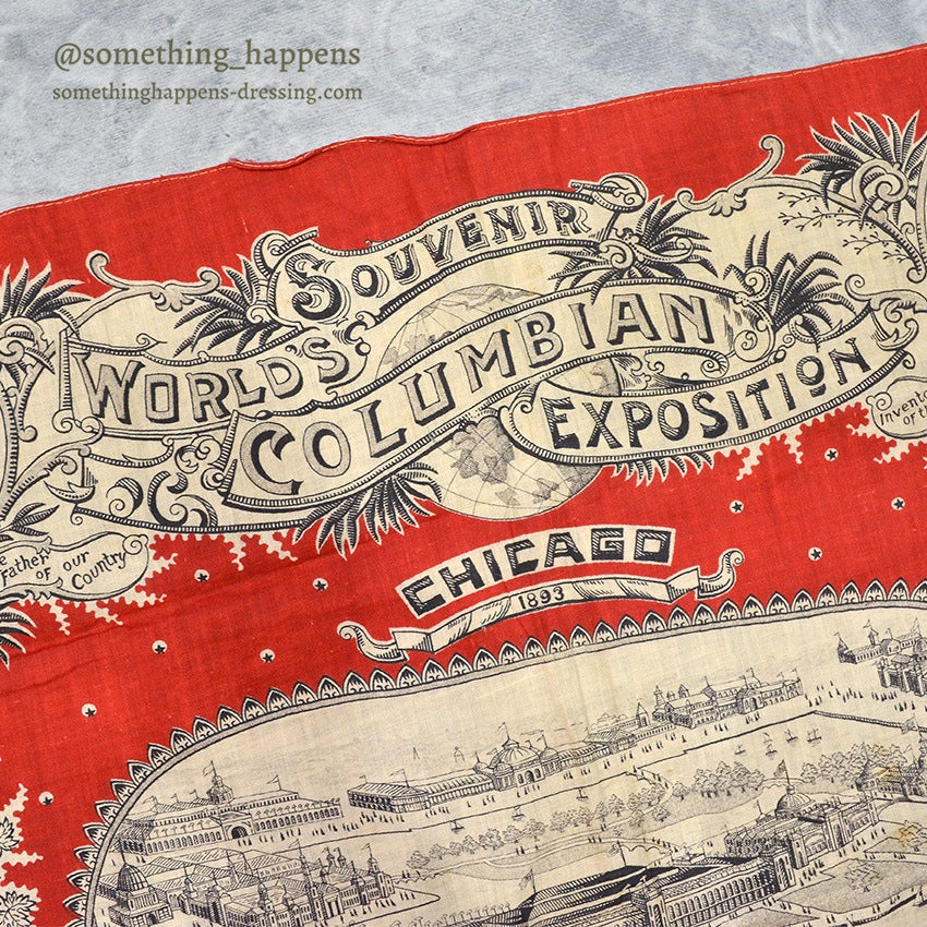 1893' COCHRANE'S TURKEY RED CHICAGO WORLD'S COLUMBIAN EXPOSITION BANDANA...