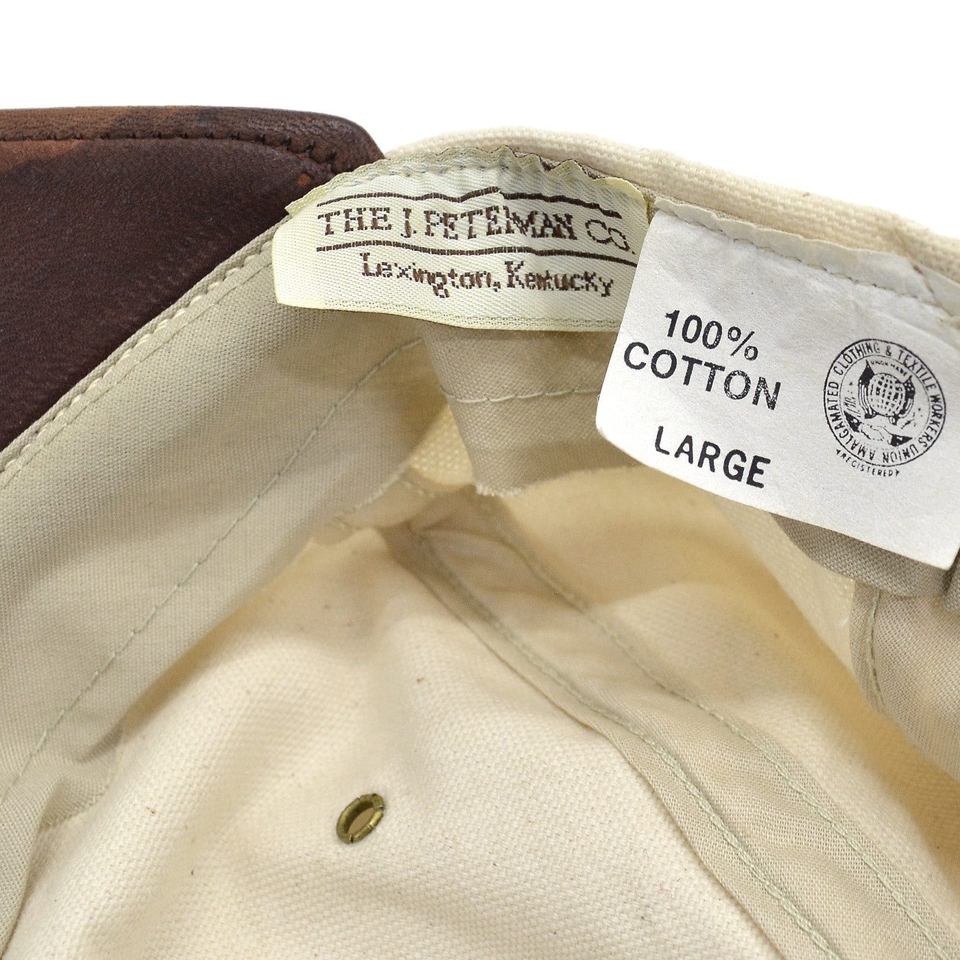 ~1990's THE J.PETERMAN CO. LEATHER LONG BILL FISHERMAN CAP ... L