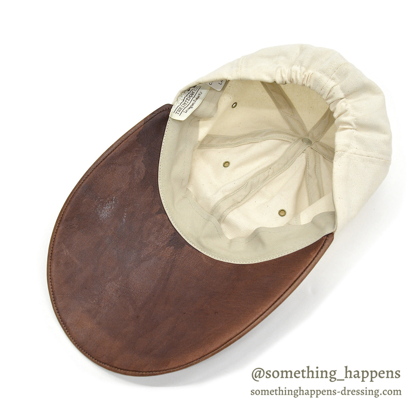 ~1990's THE J.PETERMAN CO. LEATHER LONG BILL FISHERMAN CAP ... L