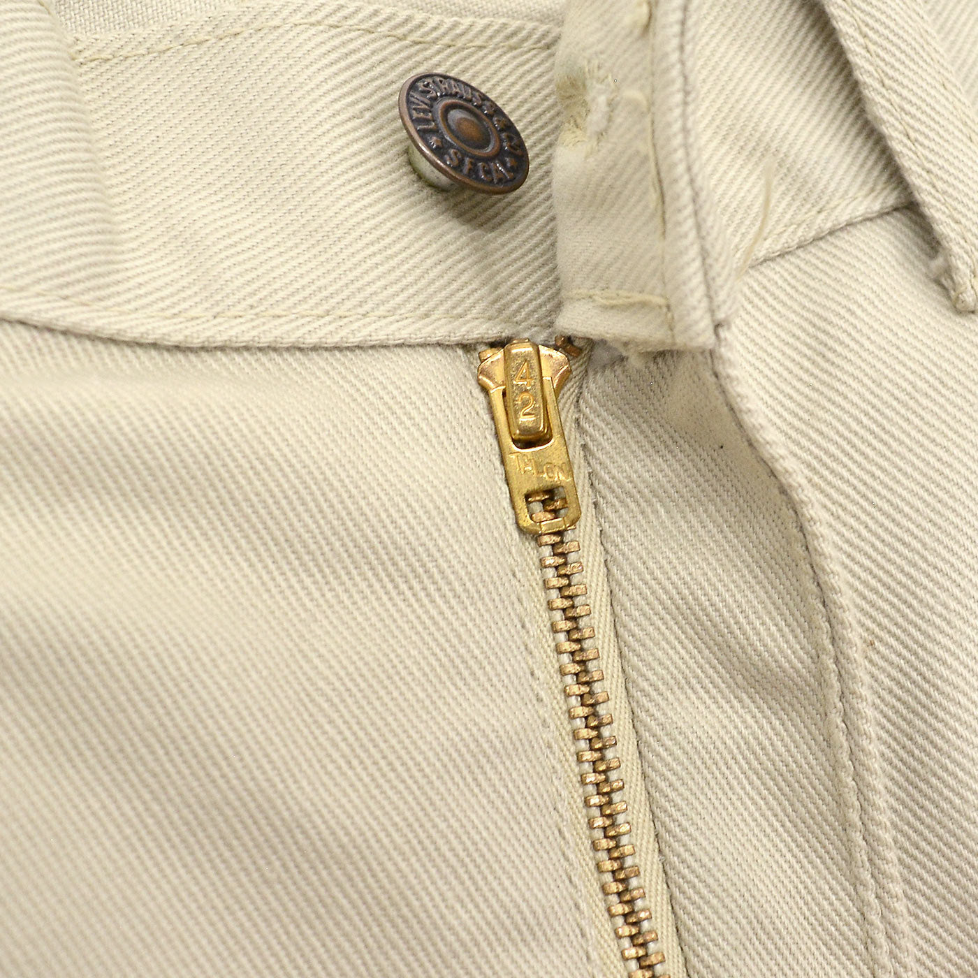 1960's~ LEVI'S 518 BIGE COTTON TWILL PANTS / OFF WHITE ... W37.5/L29.5